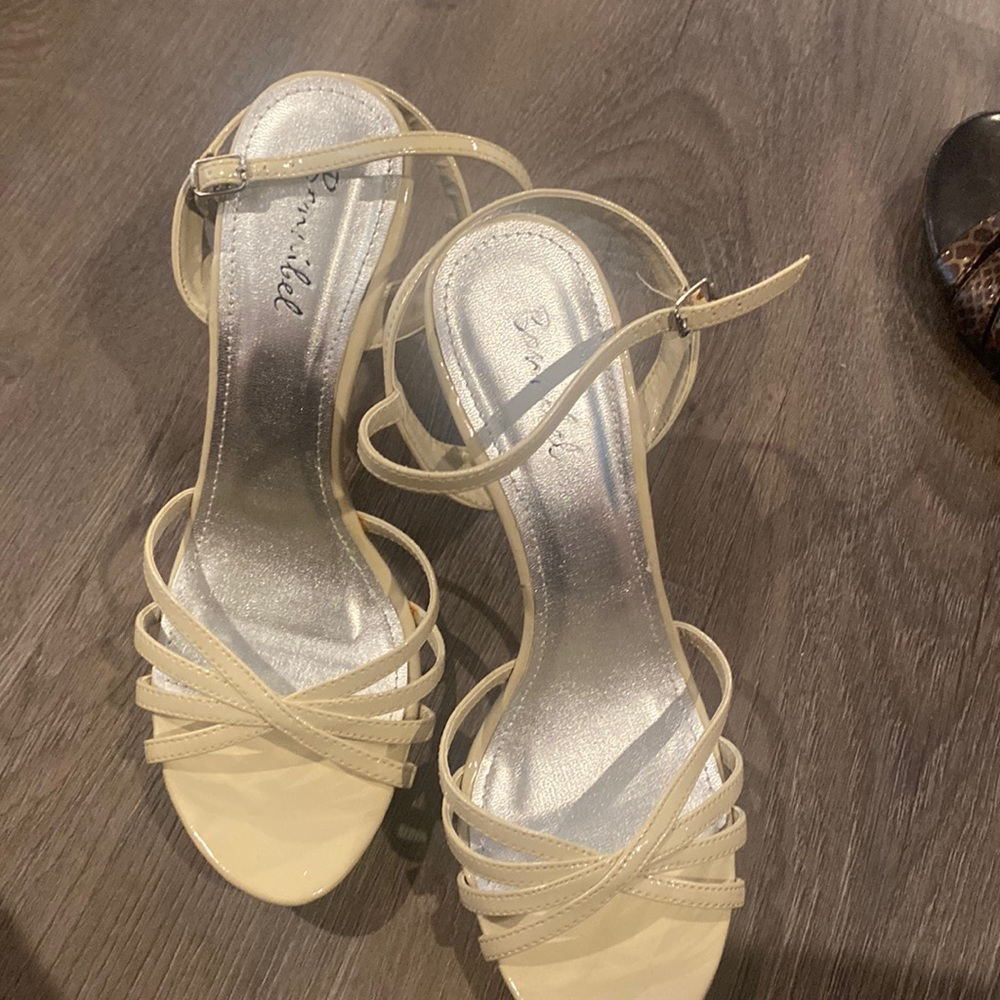 Cream colored stiletto strap heels